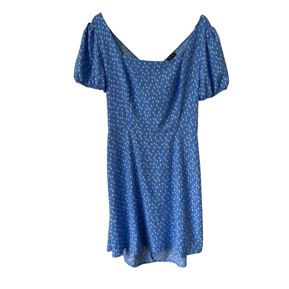 Lily Rose Blue Polka Dot Puff Sleeve Cutout Back summer picnic  mini Dress XXL